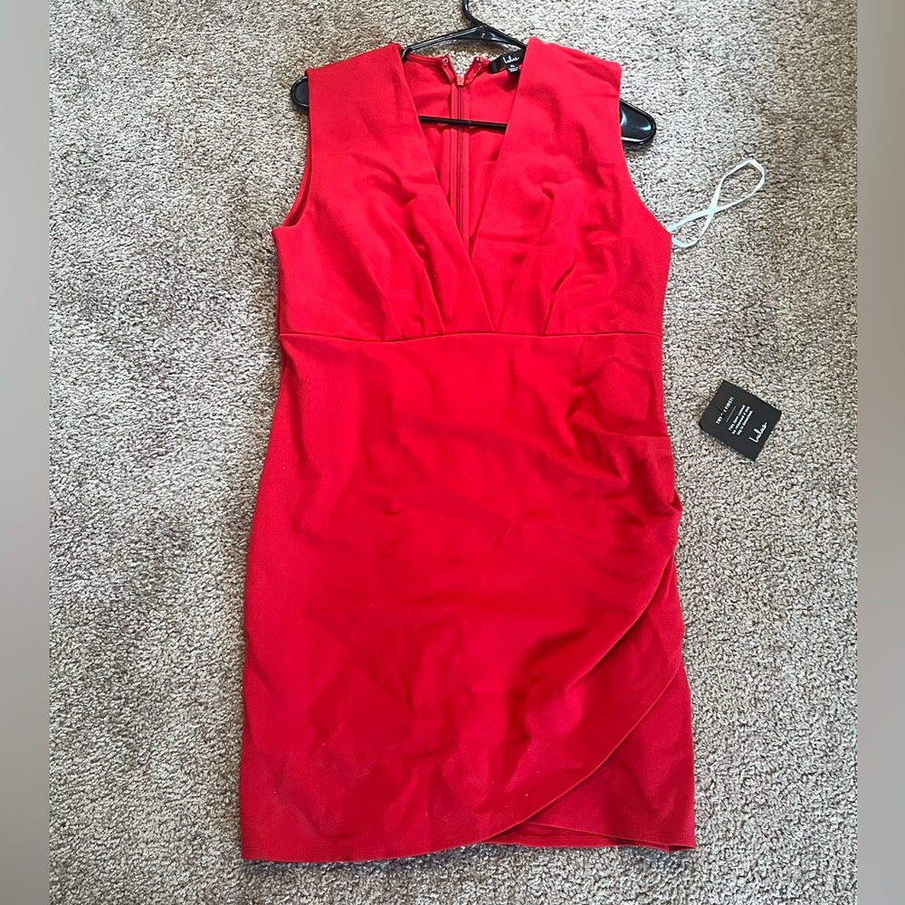 Lulu’s Cocktail Hour Red Wrap Dress— NWT- Size XL - Picture 3 of 6